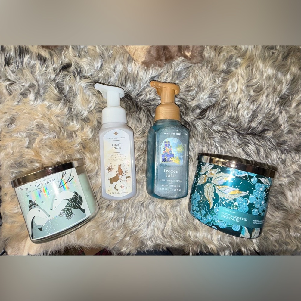Bath and Bodyworks Bundle - 2 3-wick Candles and 2 Hand Soaps